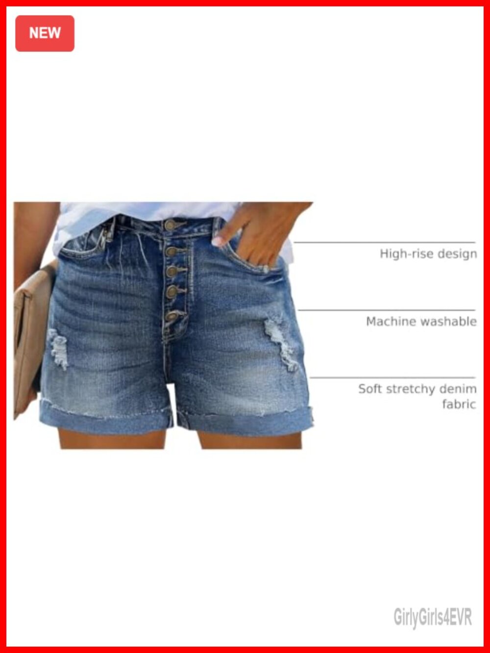 Distressed High Rise Jean Shorts - Picture 3 of 6